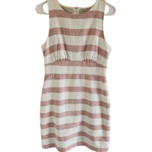 J.Crew Basket Weave Striped Dress Red & Ivory Lined Women's Size 6